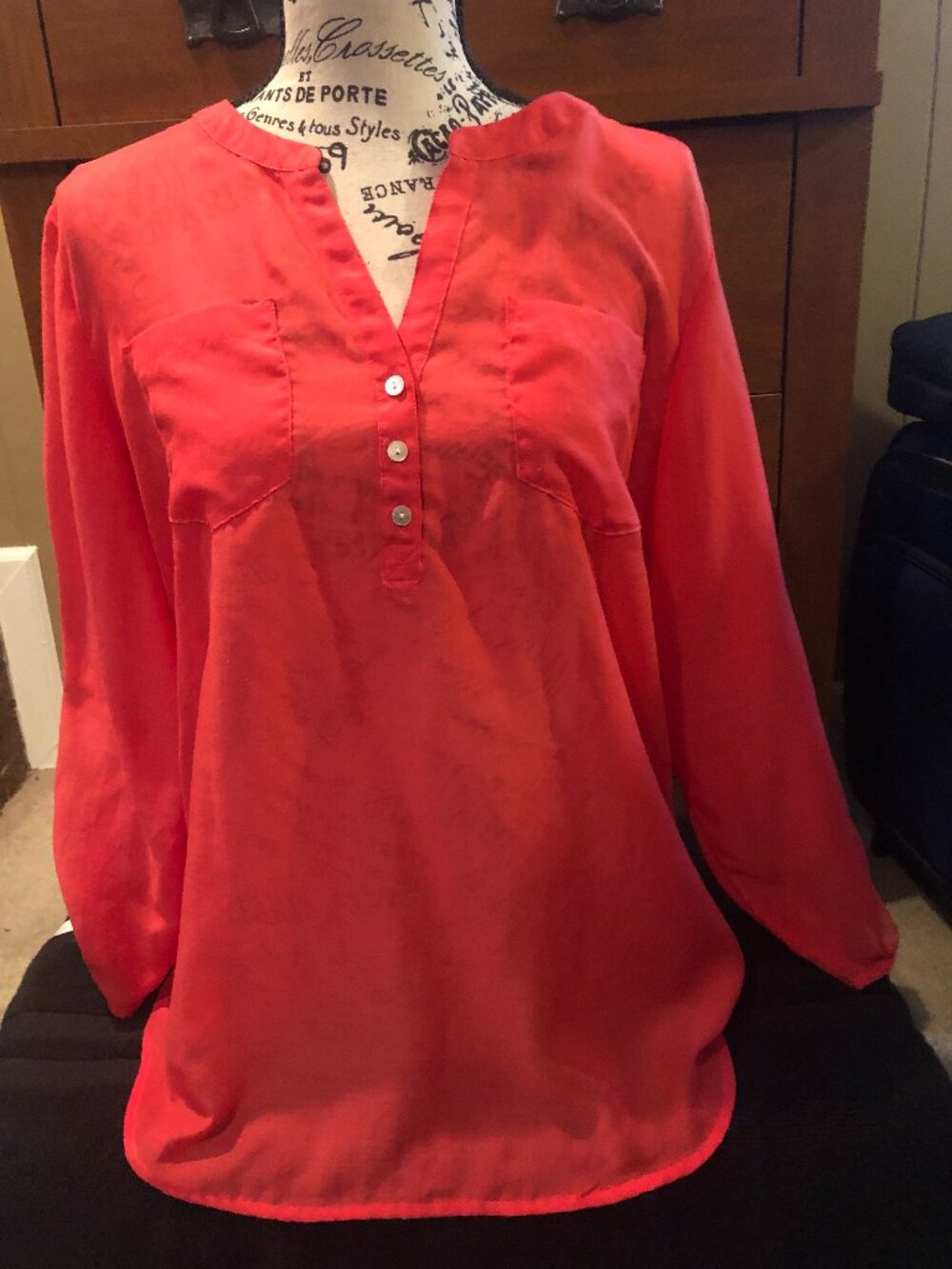 woman's orange express blouse size large